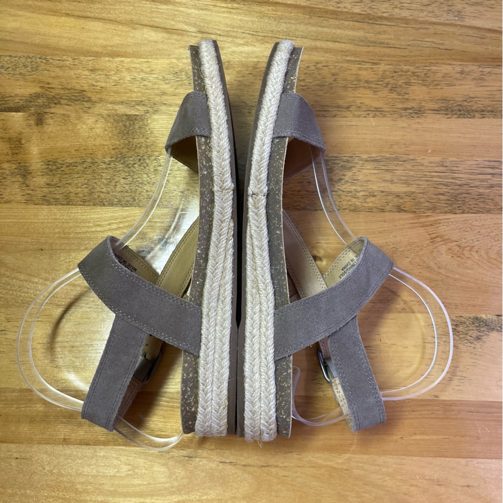 Women’s Taupe Cross-Strap Sandals with Espadrille Sole - Picture 6 of 12